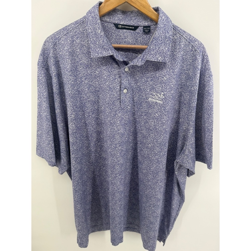 Cutter & Buck Stonewall Golf Polo Shirt Mens XXL Blue Geometric MCK01133